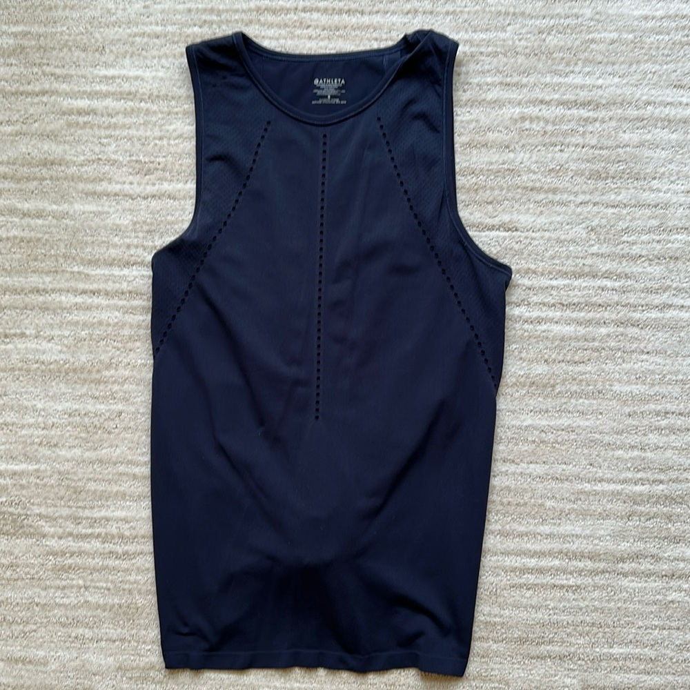 Athleta Foothill Tank Top Split-back, Athleisure, Hiking Yoga Navy Size Small